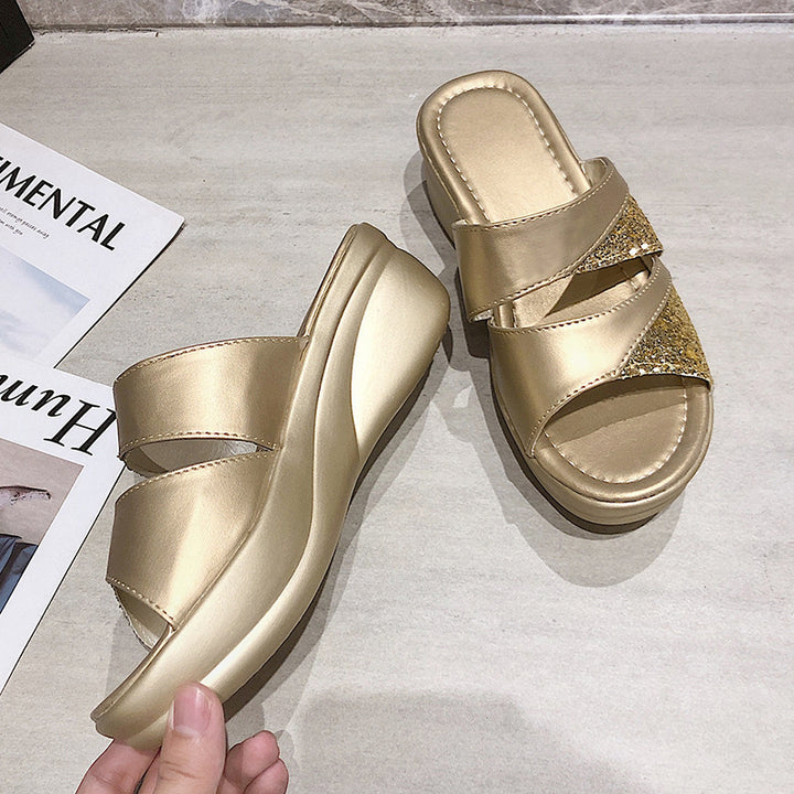 Dame Komfort-sandaler med funklende glimmer og ergonomisk fodseng Stilla