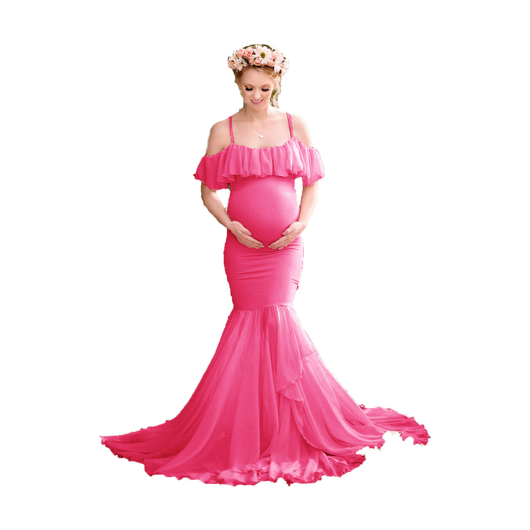 Dame Off-Shoulder Havfrue Maxi Kjole Stilla