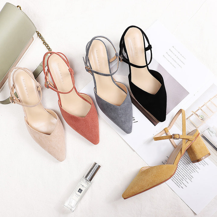 Femme Spids-tå Blokhæl Slingback Sko Stilla