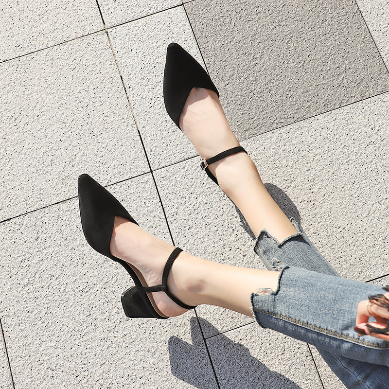 Femme Spids-tå Blokhæl Slingback Sko Stilla