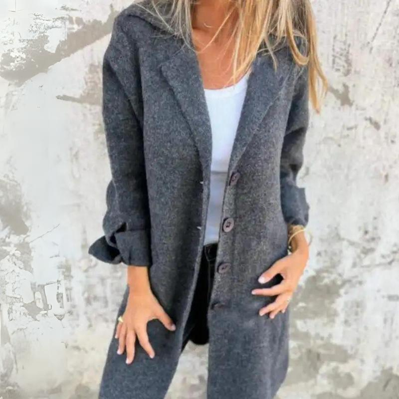 Stilla | Frakke Langt Modell Klassisk Slåkrave Knaplukning Elegante Detaljer