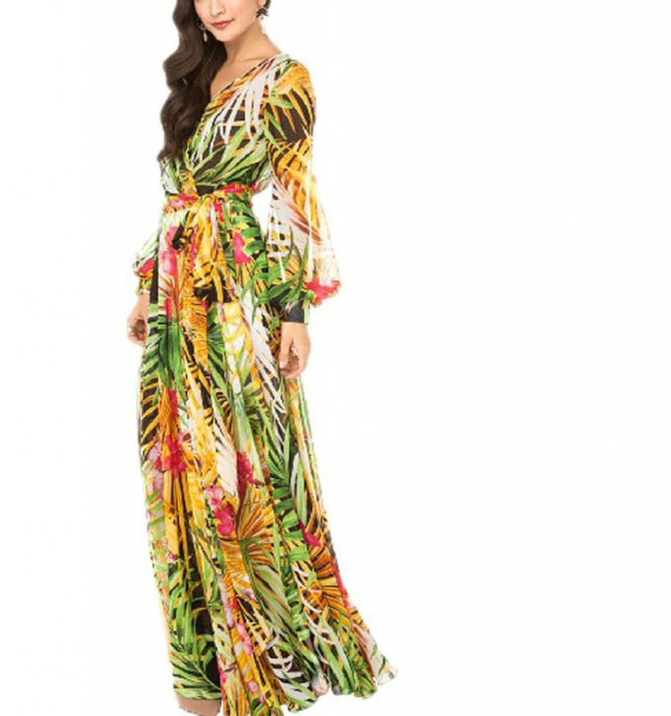Dame maxikjole med florale accenter og transparent chiffon-udseende Stilla