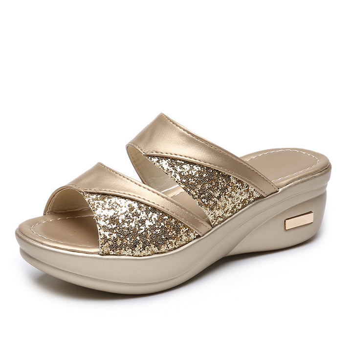 Dame Glitrende Wellness-sandaler med komfortabelt fodseng og moderigtigt design Stilla