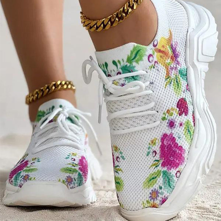 Stilla | Sneakers Med Blomsterprint Og Snørebåndslukning