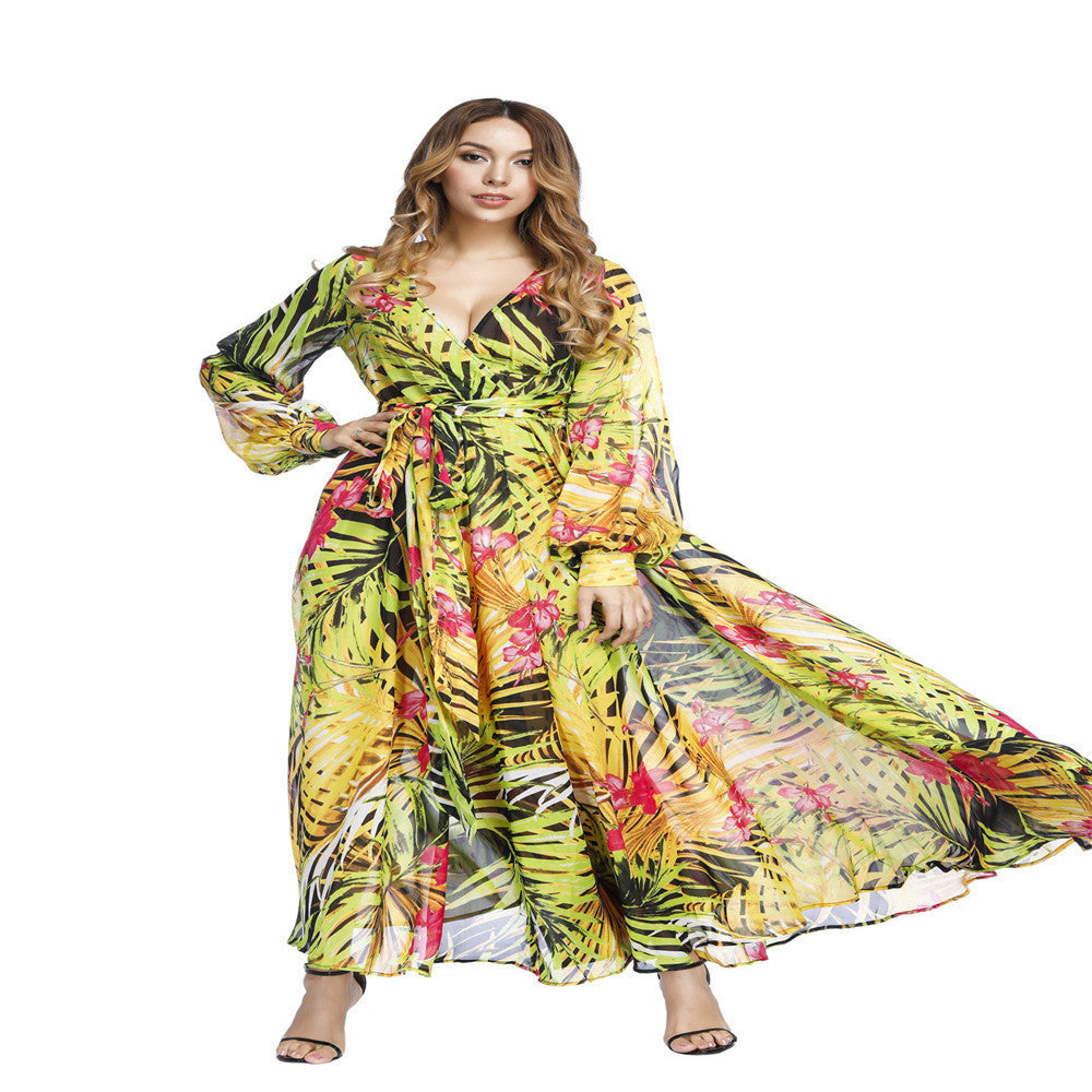 Dame maxikjole med florale accenter og transparent chiffon-udseende Stilla