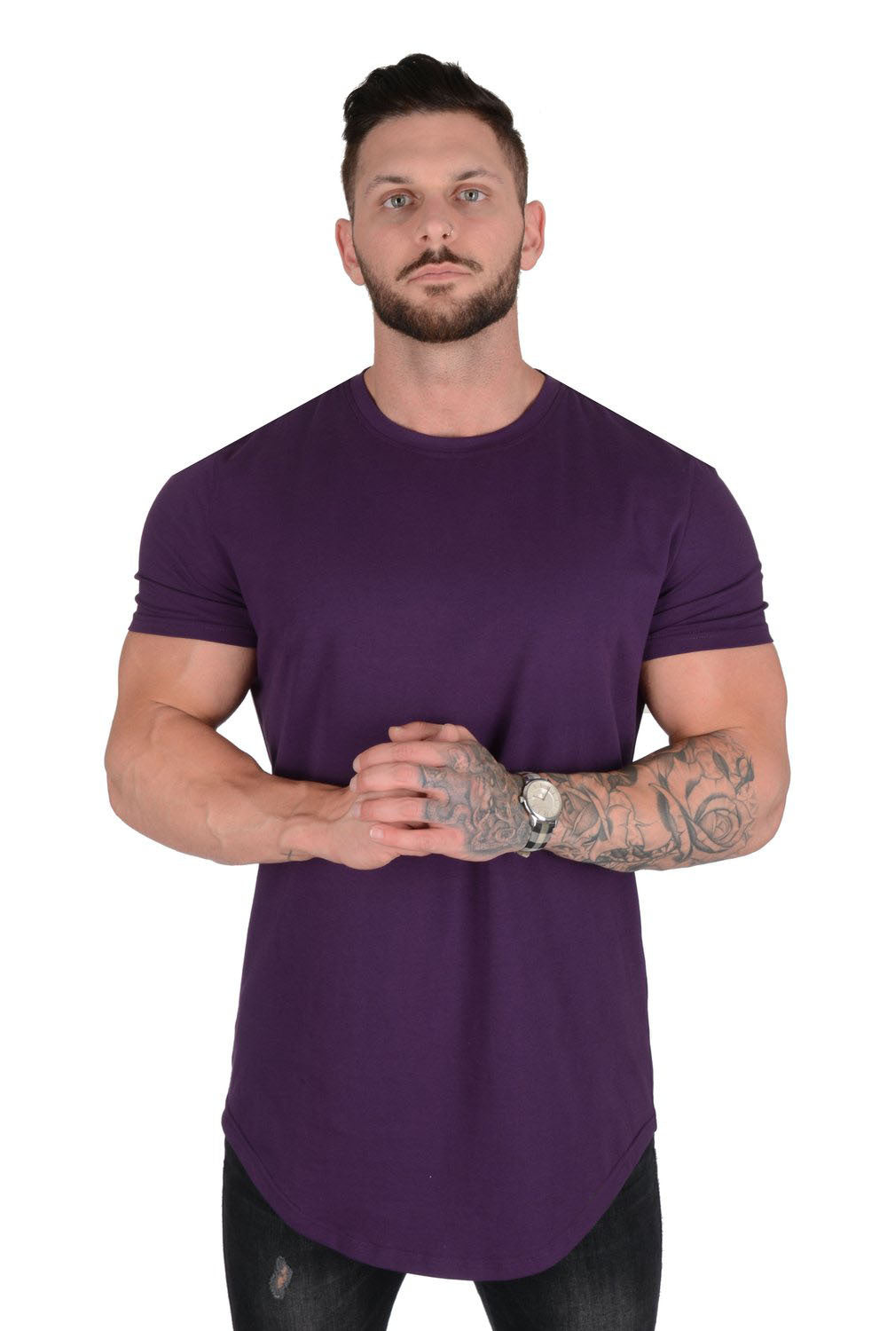 Herre moderisk T-shirt med forlænget snit Stilla