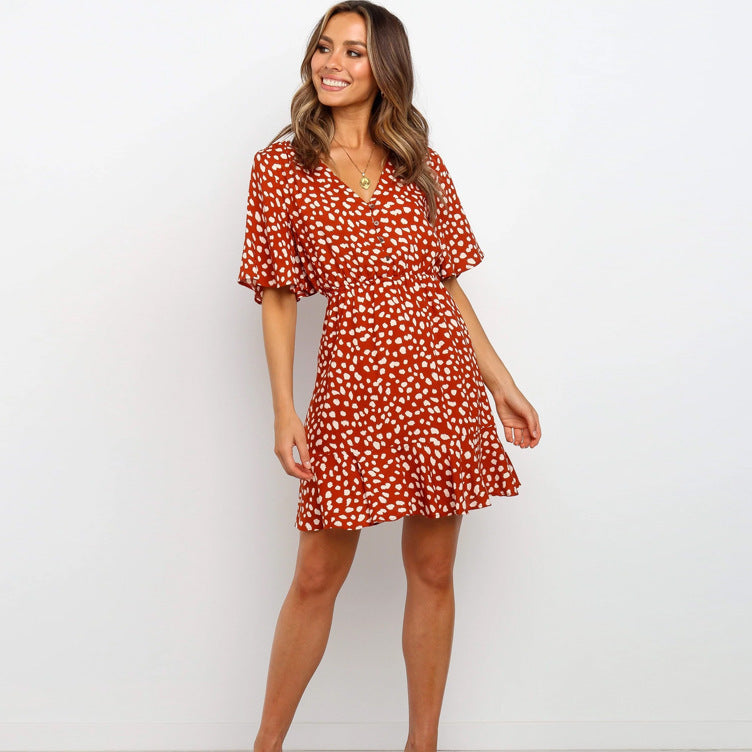 Femme Flirty A-linje Mini Kjole med Rynkekant Stilla