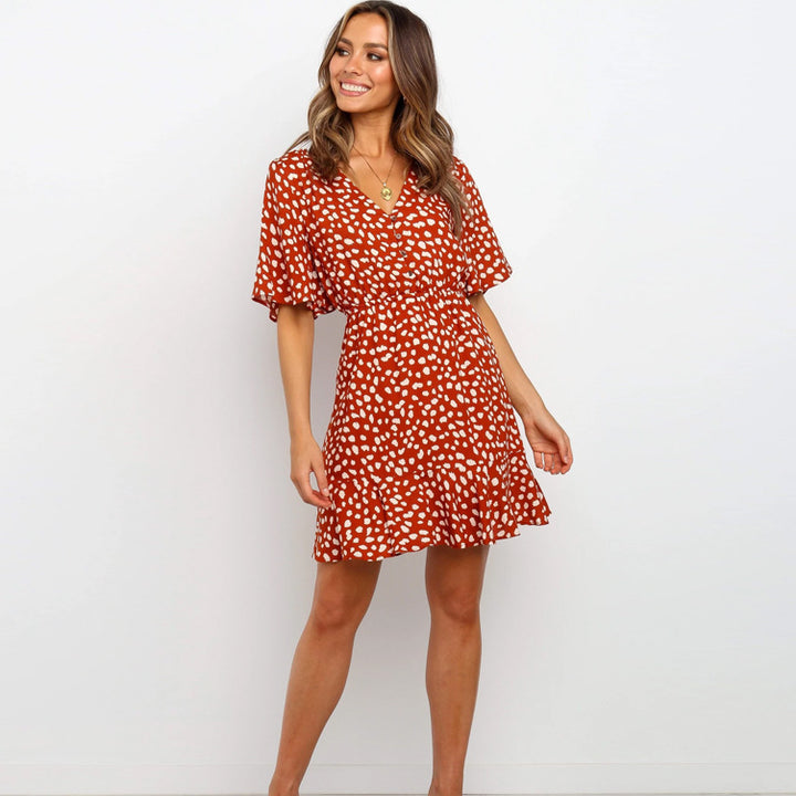Femme Flirty A-linje Mini Kjole med Rynkekant Stilla