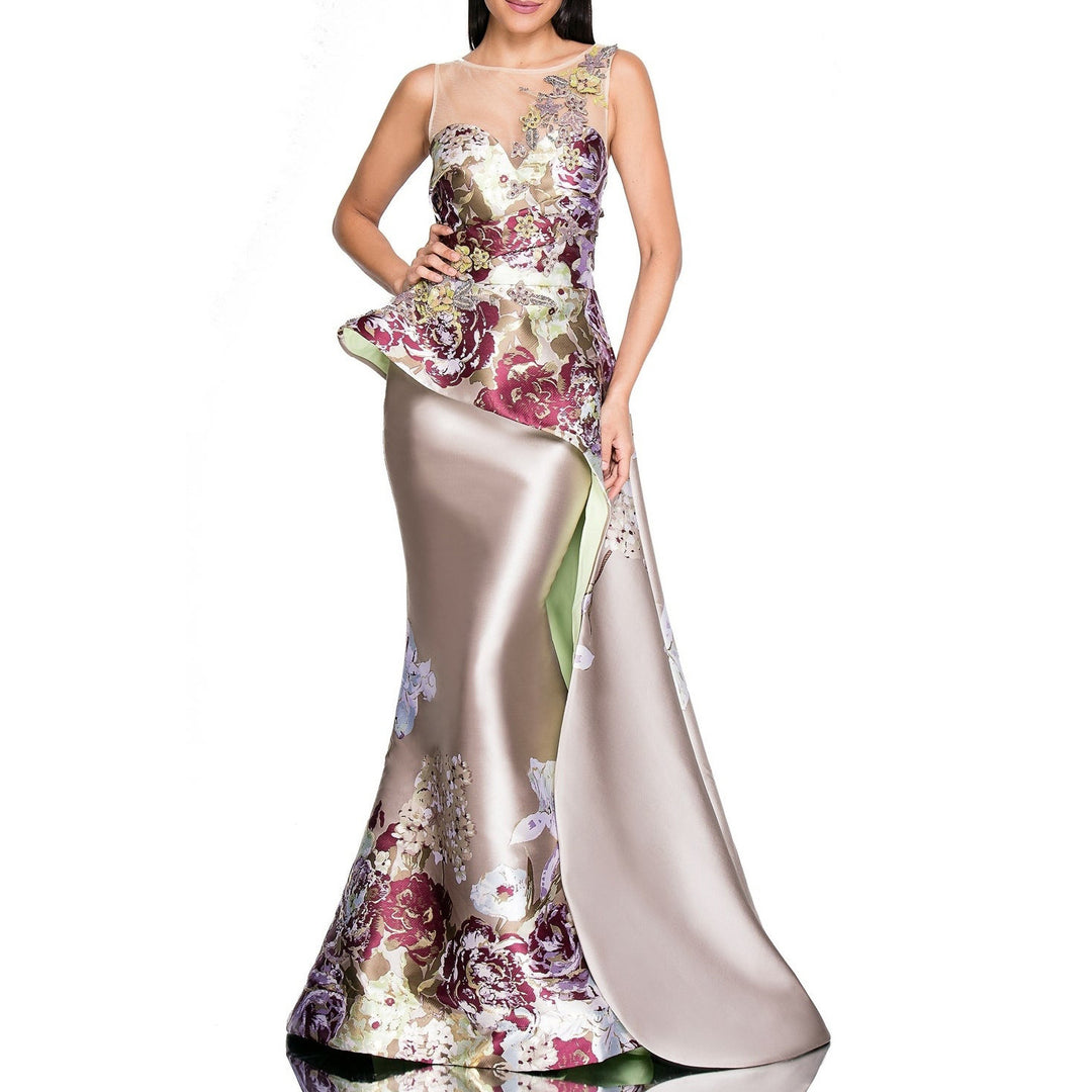 Dame Elegant Aftenkjole med floral spids og asymmetrisk kant Stilla