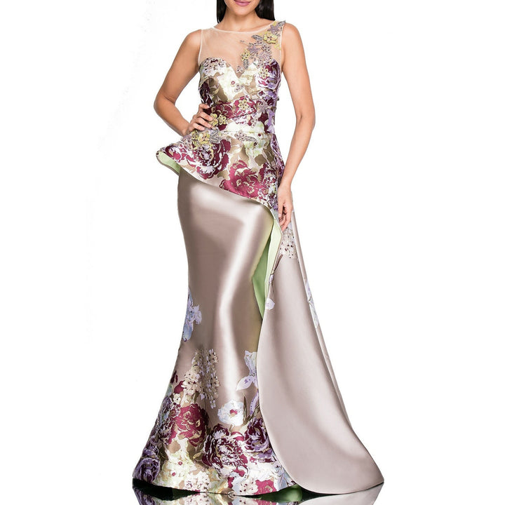 Dame Elegant Aftenkjole med floral spids og asymmetrisk kant Stilla