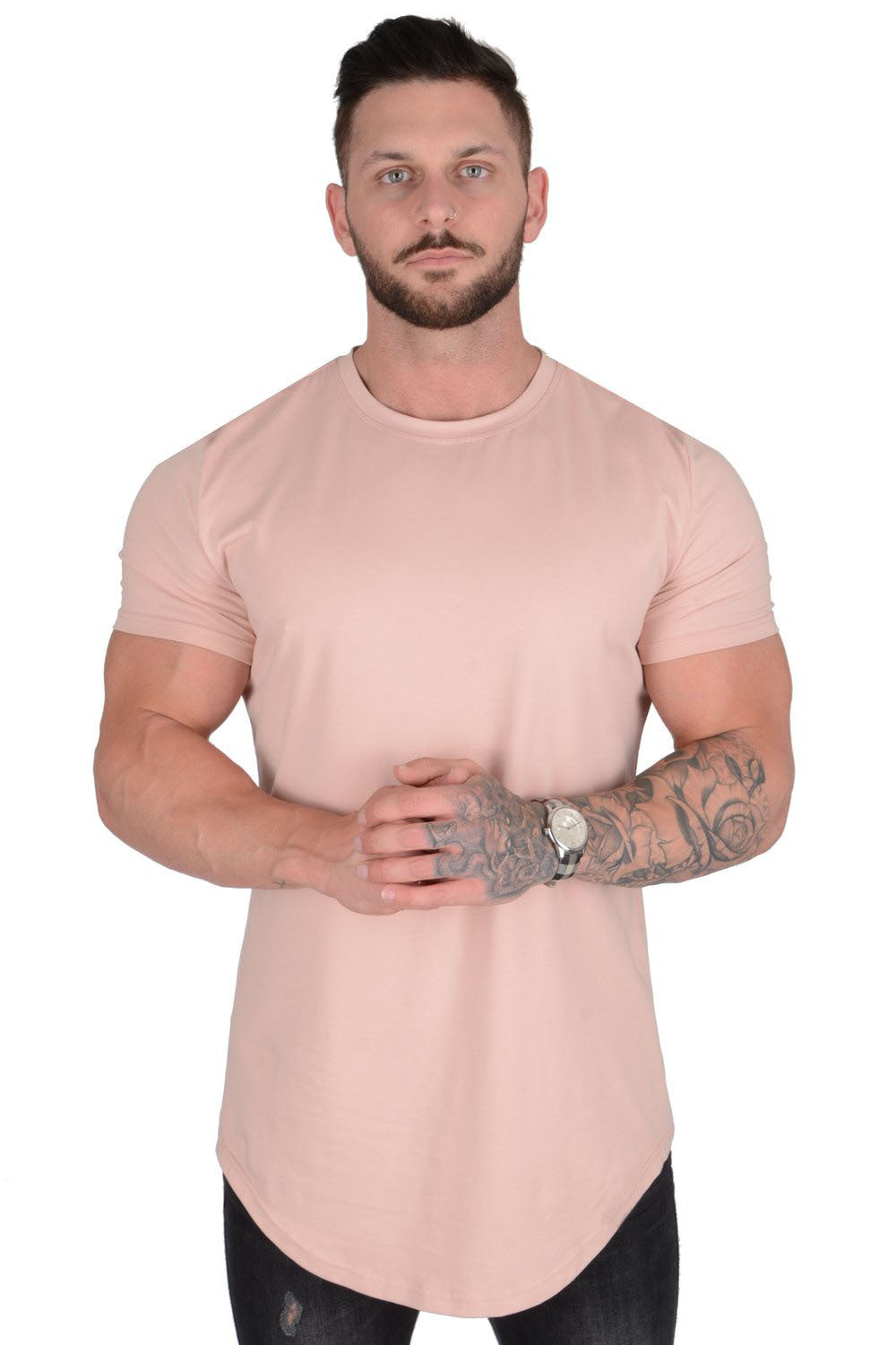 Herre moderisk T-shirt med forlænget snit Stilla