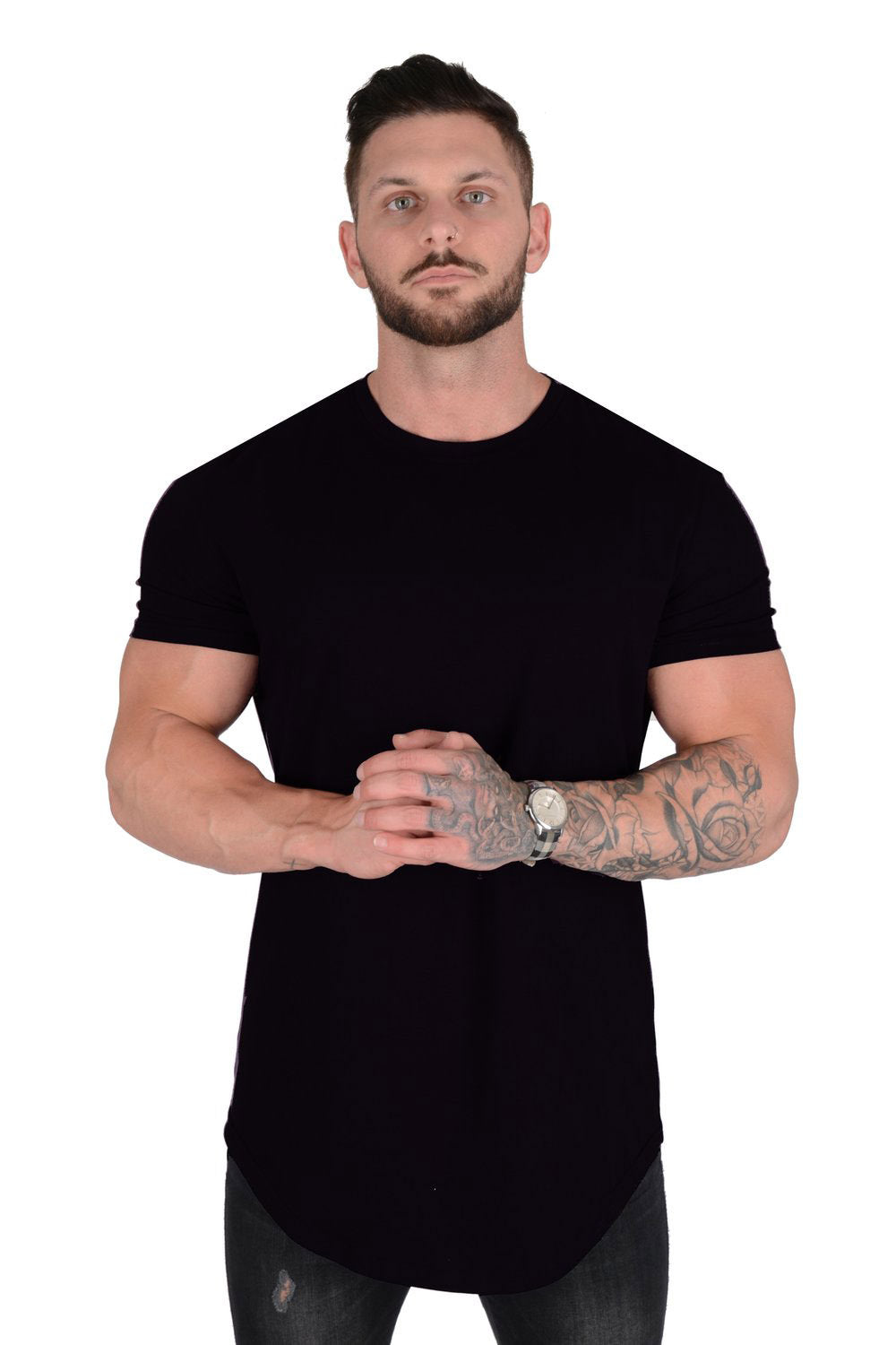 Herre moderisk T-shirt med forlænget snit Stilla