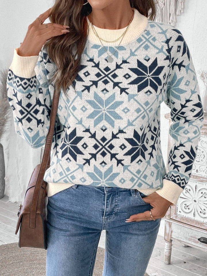Stilla | Perfee Graphic Rundhals Pullover Med Lange Ærmer