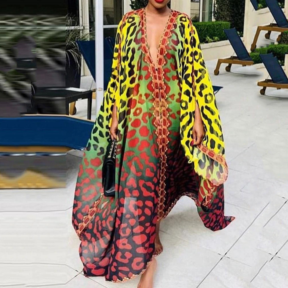 Dame Sommerlig Kaftan med floralt dyreprint Stilla