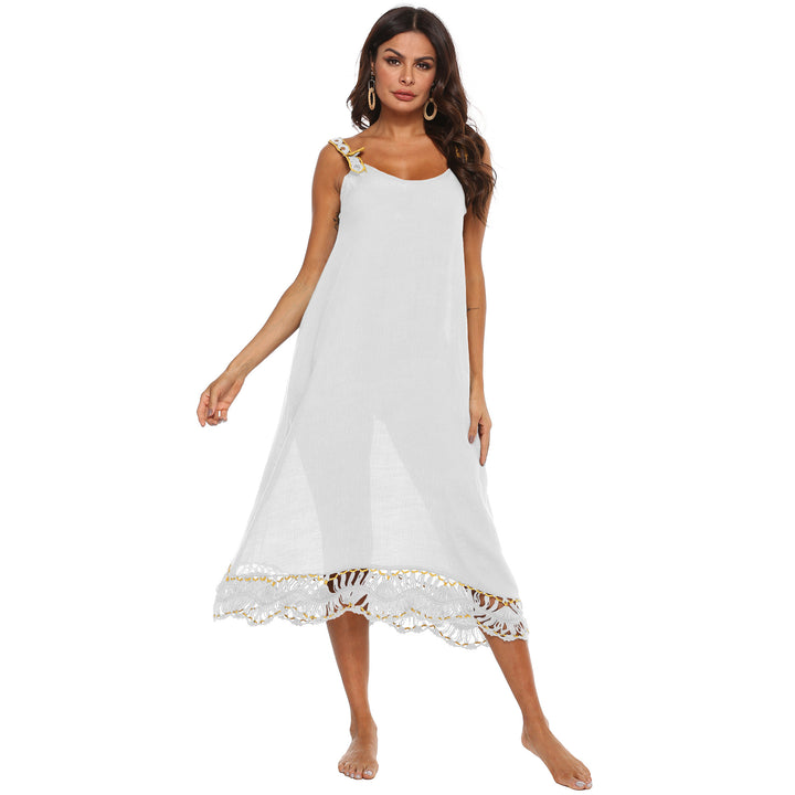 Dame Bohemian Midi Strand Overgangs Kjole Stilla