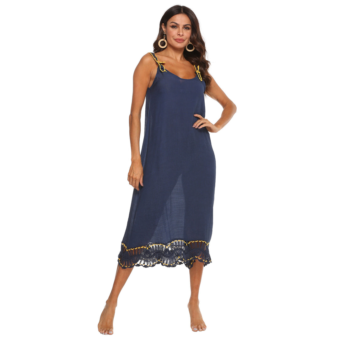 Dame Bohemian Midi Strand Overgangs Kjole Stilla