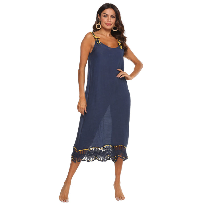 Dame Bohemian Midi Strand Overgangs Kjole Stilla