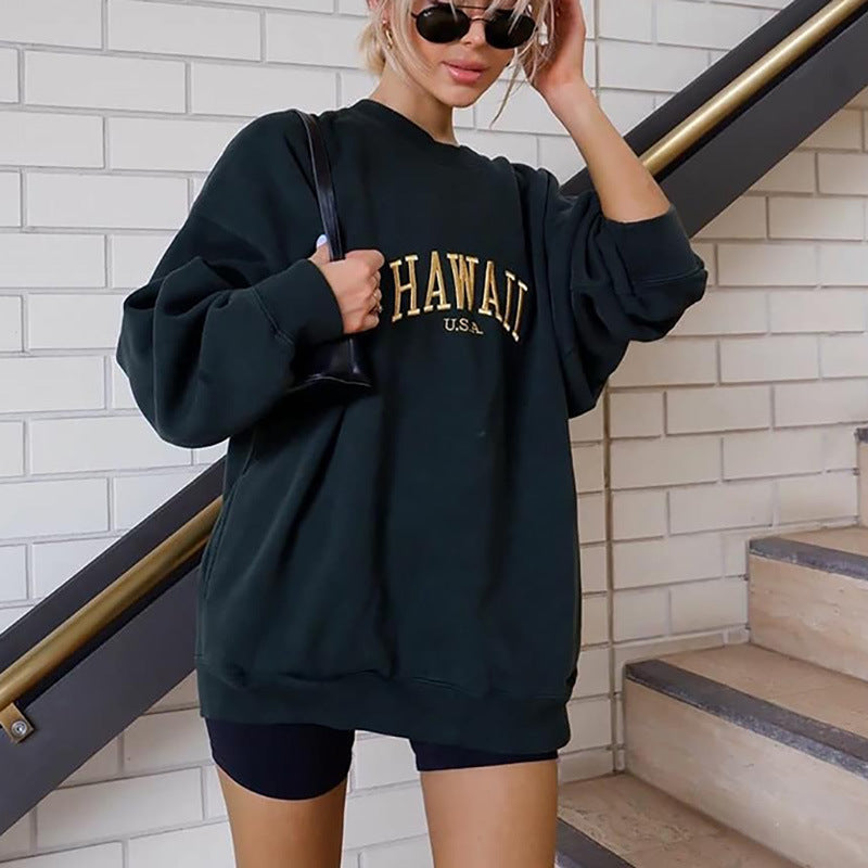 Dame Oversized Sweatshirt med Statement-Print Stilla