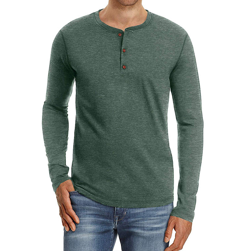 Herrer Langærmet Henley-skjorte med åndbart materiale og moderigtige knapper Stilla