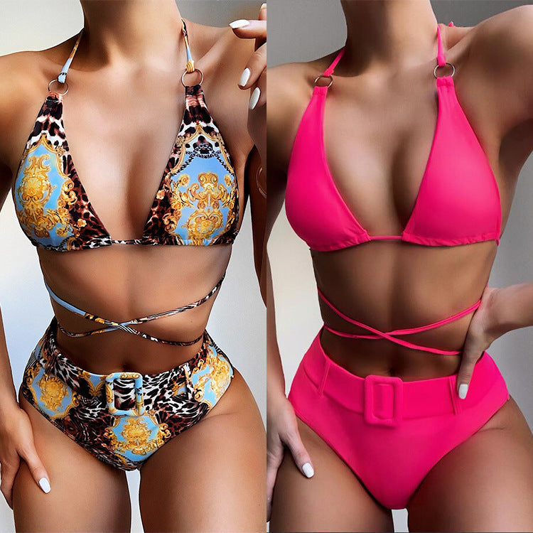 Dame Triangel-Bikini-Sæt med luksuriøst Leo-mønster og innovativ taljering Stilla