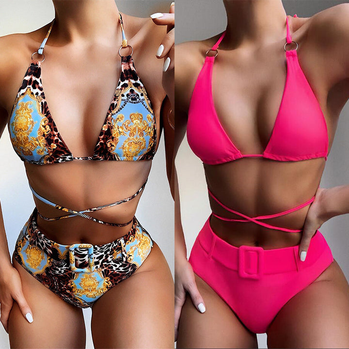 Dame Triangel-Bikini-Sæt med luksuriøst Leo-mønster og innovativ taljering Stilla