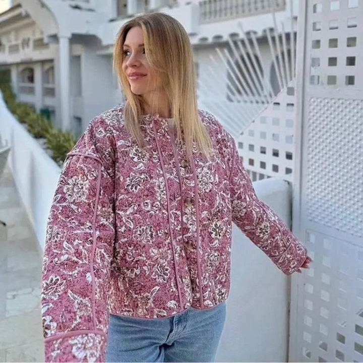 Stilla | Lyserød Blomstret Vatteret Jakke Shay