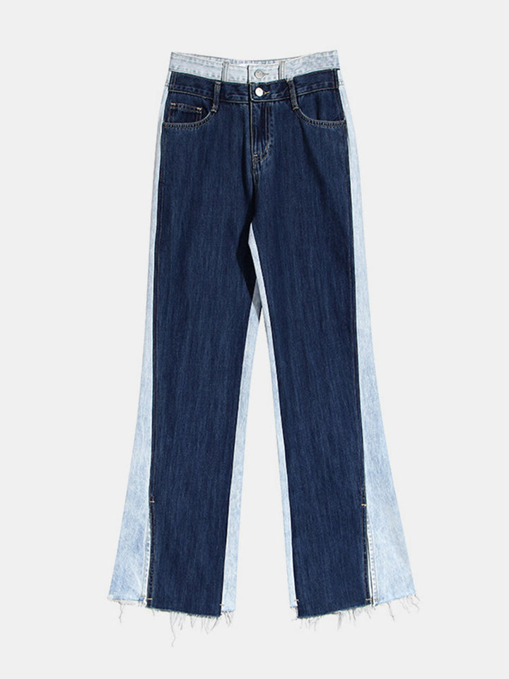 Stilla | Knap-åbning Slids Frayed Hem Jeans