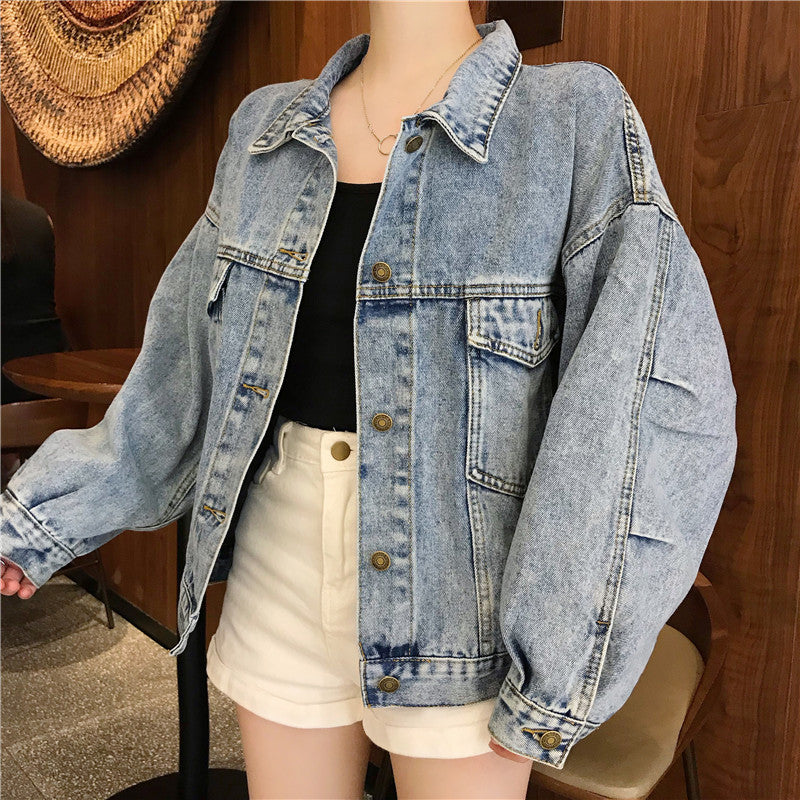 Kvindernes Oversized Denim Jakke med Praktiske Lommer Stilla