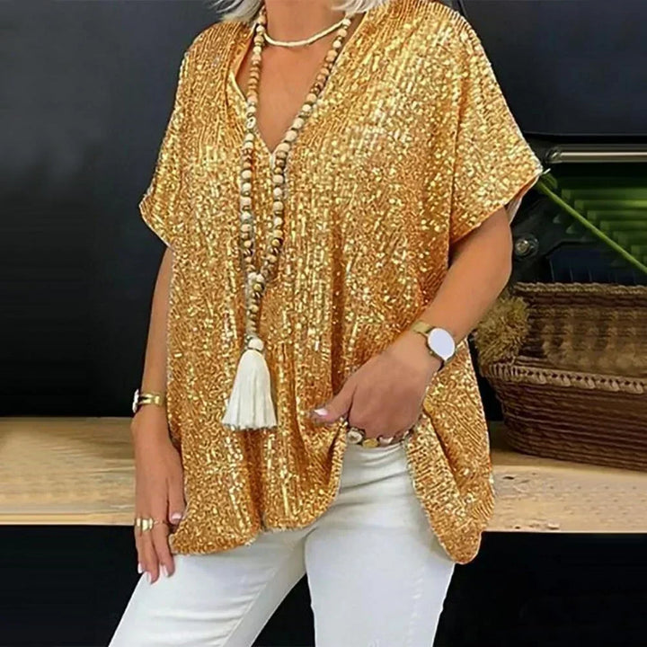 Stilla | Bluse V-hals Pailletbluse