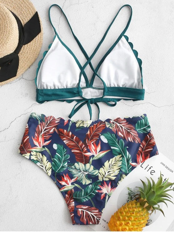 Dame Bikini-sæt med trendy bicolor-design og højt skåret talje Stilla