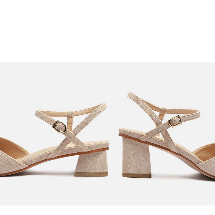 Femme Spids-tå Blokhæl Slingback Sko Stilla