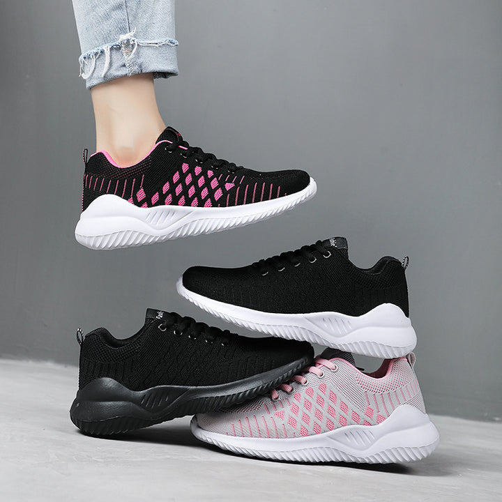 Dame Lettere Sport Sneakers med Åndbart Strik-Ovenmateriale Stilla