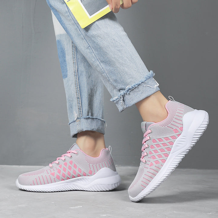 Dame Lettere Sport Sneakers med Åndbart Strik-Ovenmateriale Stilla