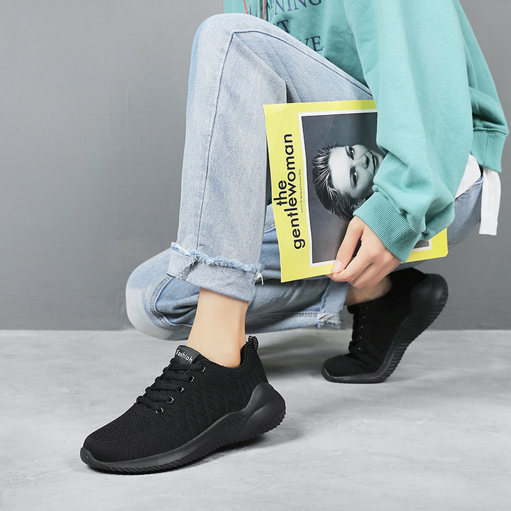 Dame Lettere Sport Sneakers med Åndbart Strik-Ovenmateriale Stilla