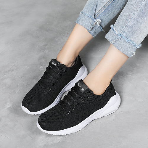 Dame Lettere Sport Sneakers med Åndbart Strik-Ovenmateriale Stilla