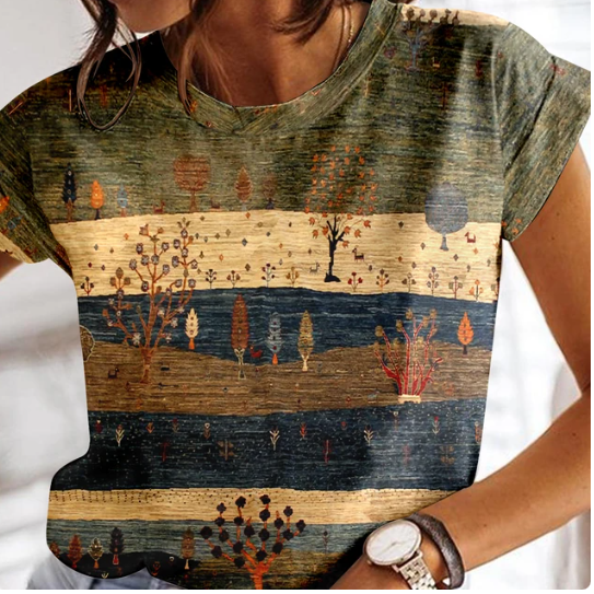Stilla | Sommerternet T-shirt til kvinder O-udskæring Look