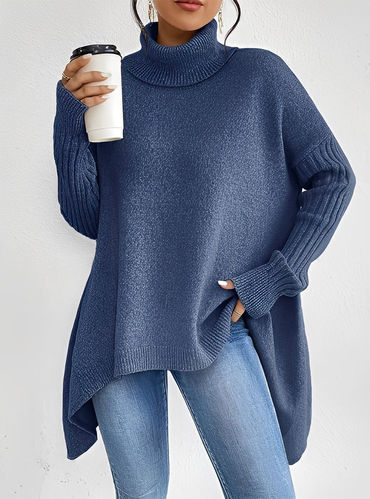 Stilla | Elegant Lang Damepullover med Rullekrave
