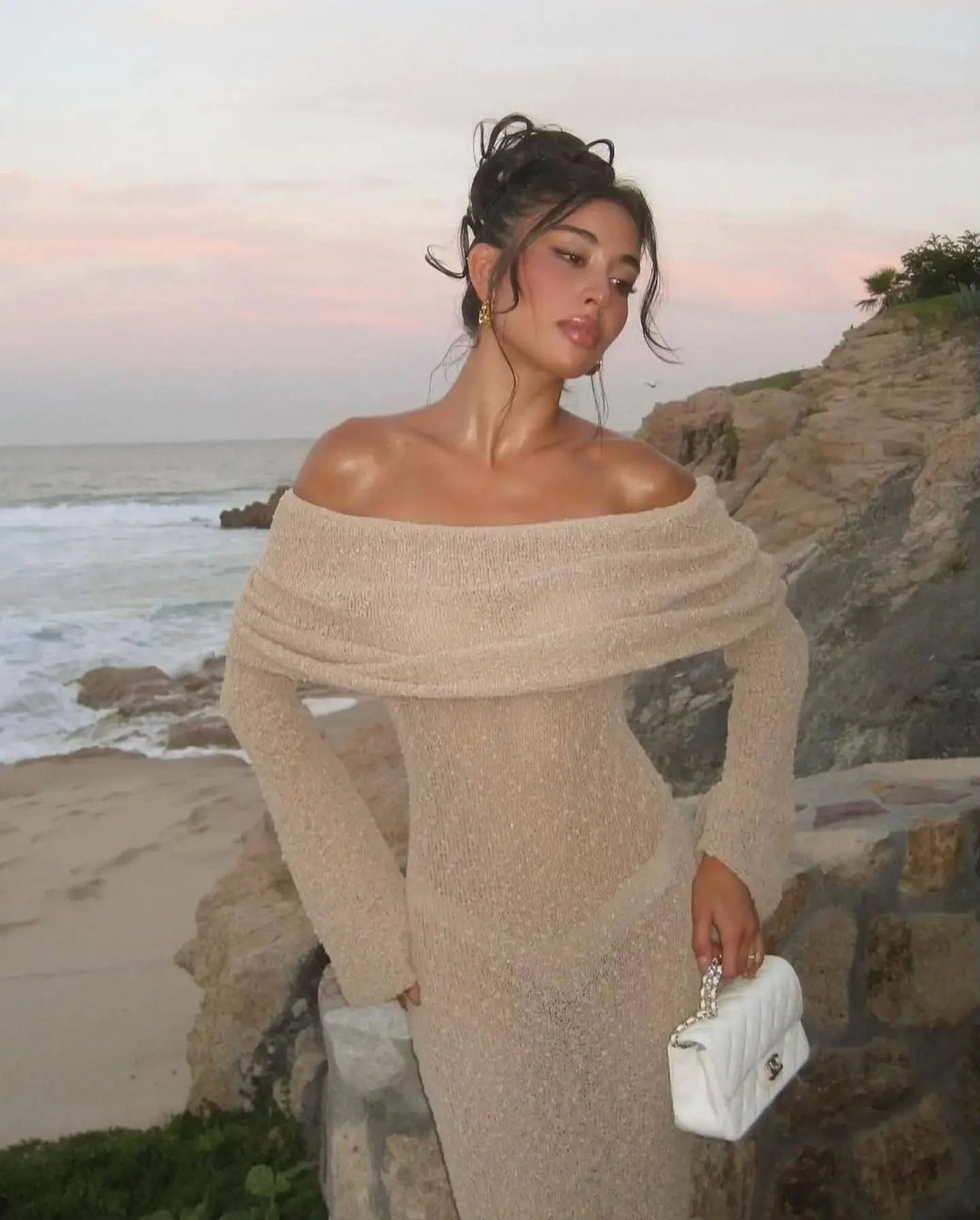Stilla | Off Shoulder Strik Max Kjole