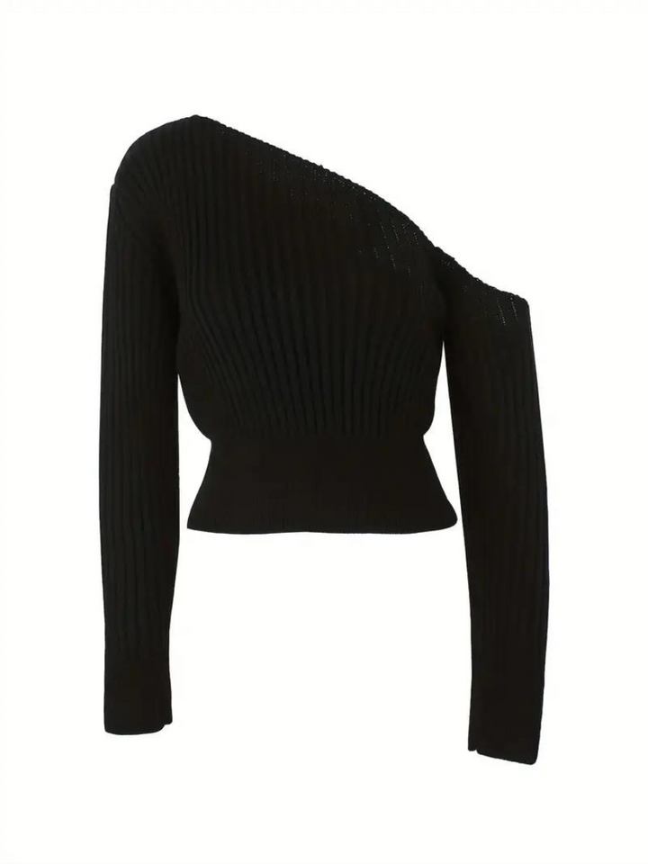 Stilla | Pullover i ribstrik med asymmetrisk udskæring