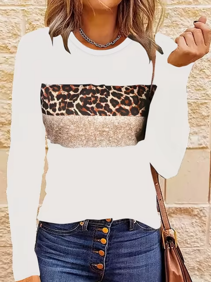 Stilla | Langærmet T-shirt med leopardmønster