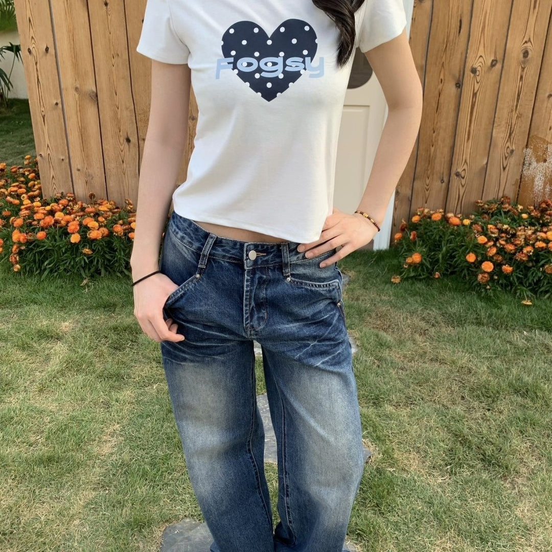 Dame Rund hals Kortærmet T-shirt Åndbar Slim Fit Hvid
