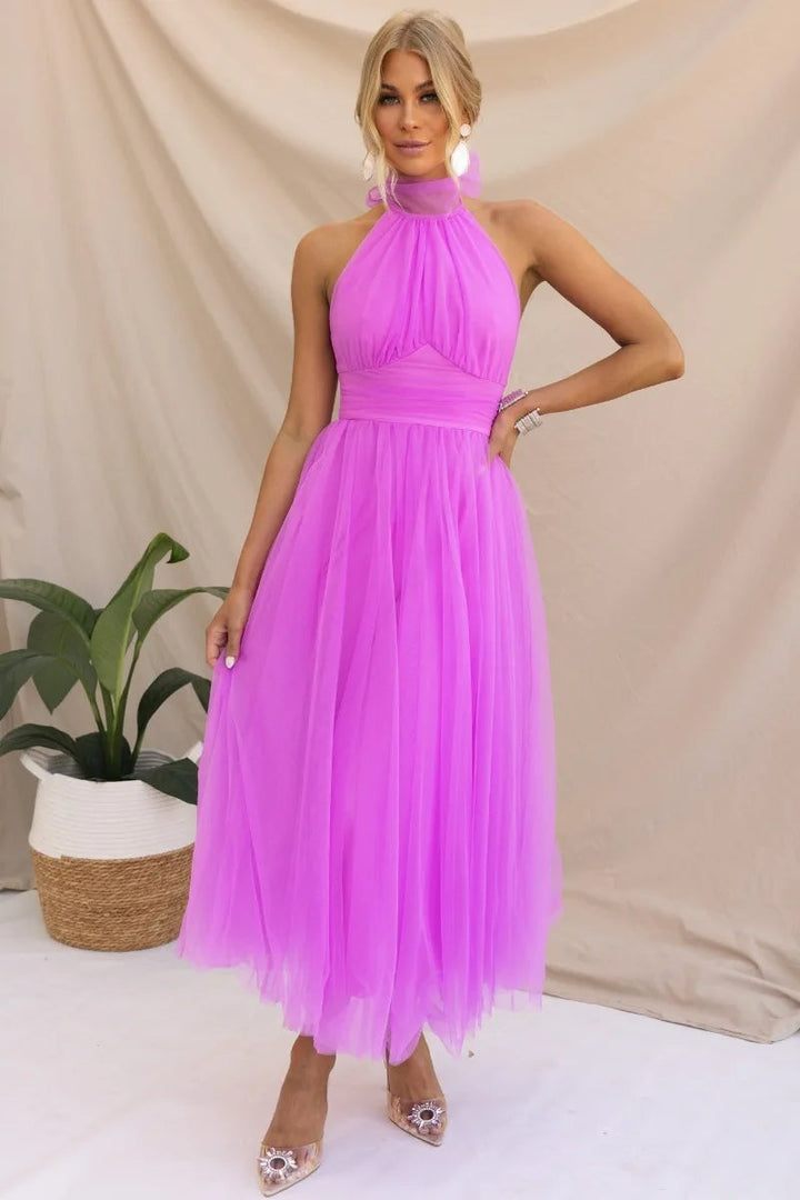 Stilla | Halter Tulle Mid Kjole
