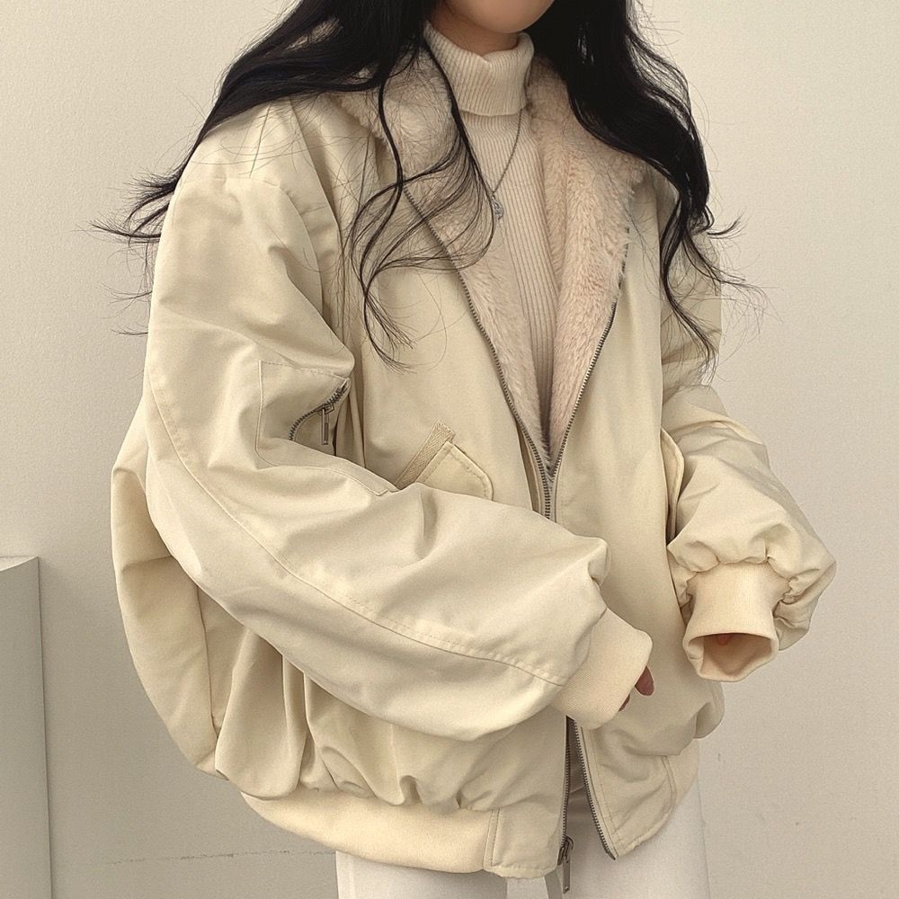 Stilla | Oversized Zip up Jakke Løs Pasform Blødt Foder