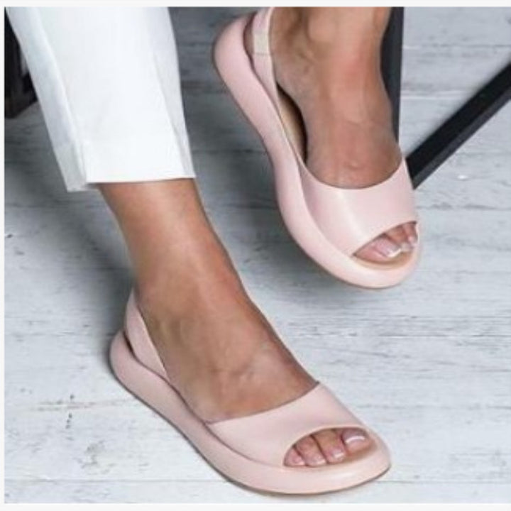 Dame nan Slingback-Pantolette med ergonomisk memory-fodseng og let plateau sål Skovae