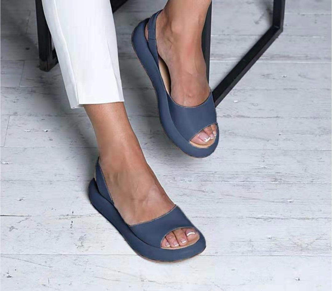 Dame nan Slingback-Pantolette med ergonomisk memory-fodseng og let plateau sål Skovae