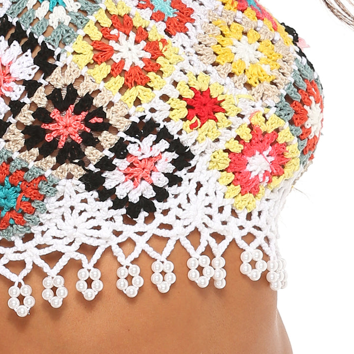 Dame Hækle-Halter-Crop-Top Stilla 1750920246