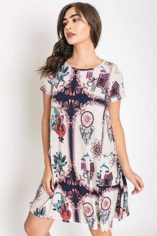 Stilla | Catcher Print Shift Kjole