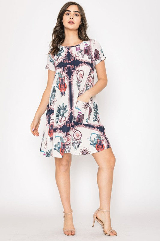 Stilla | Drømmefanger Print Shift Kjole