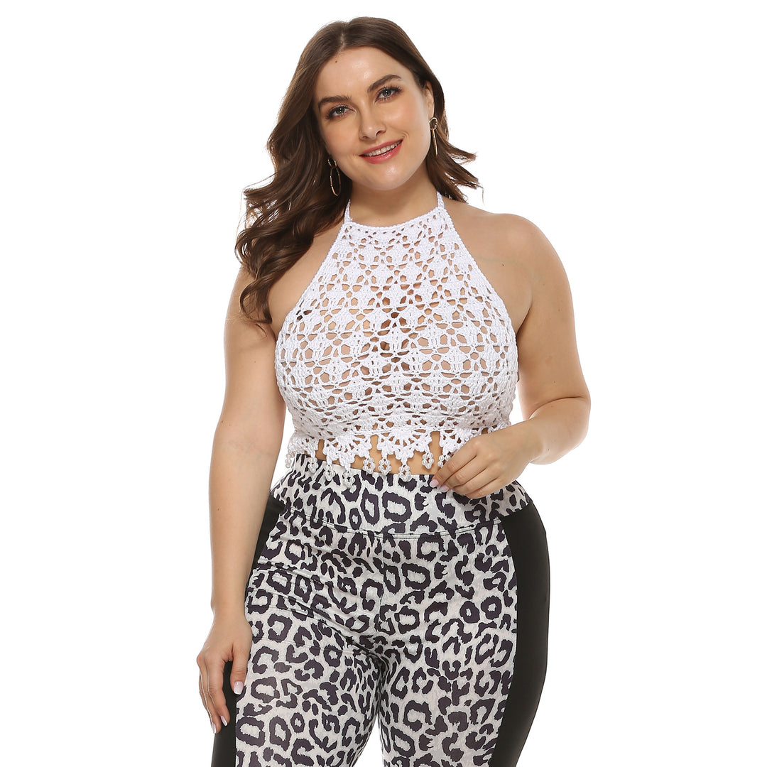 Kvinder Hæklet Halsbånd Cropped Top Stilla
