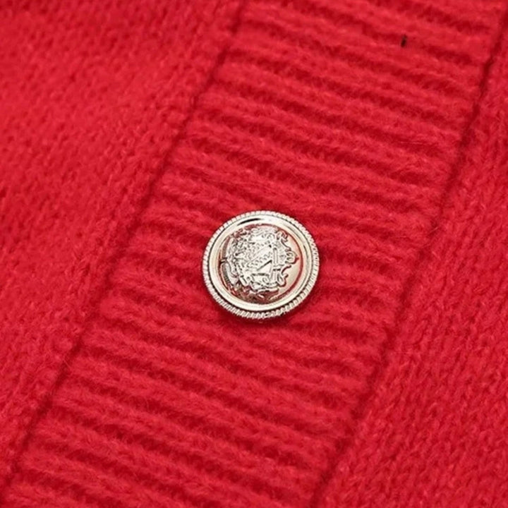 Stilla | Fringed Sleeve Buttoned Knit Strikketrøje